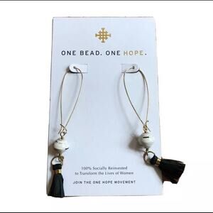 BOUTIQUE Tassel Gold Black Dangling Earrings NWT